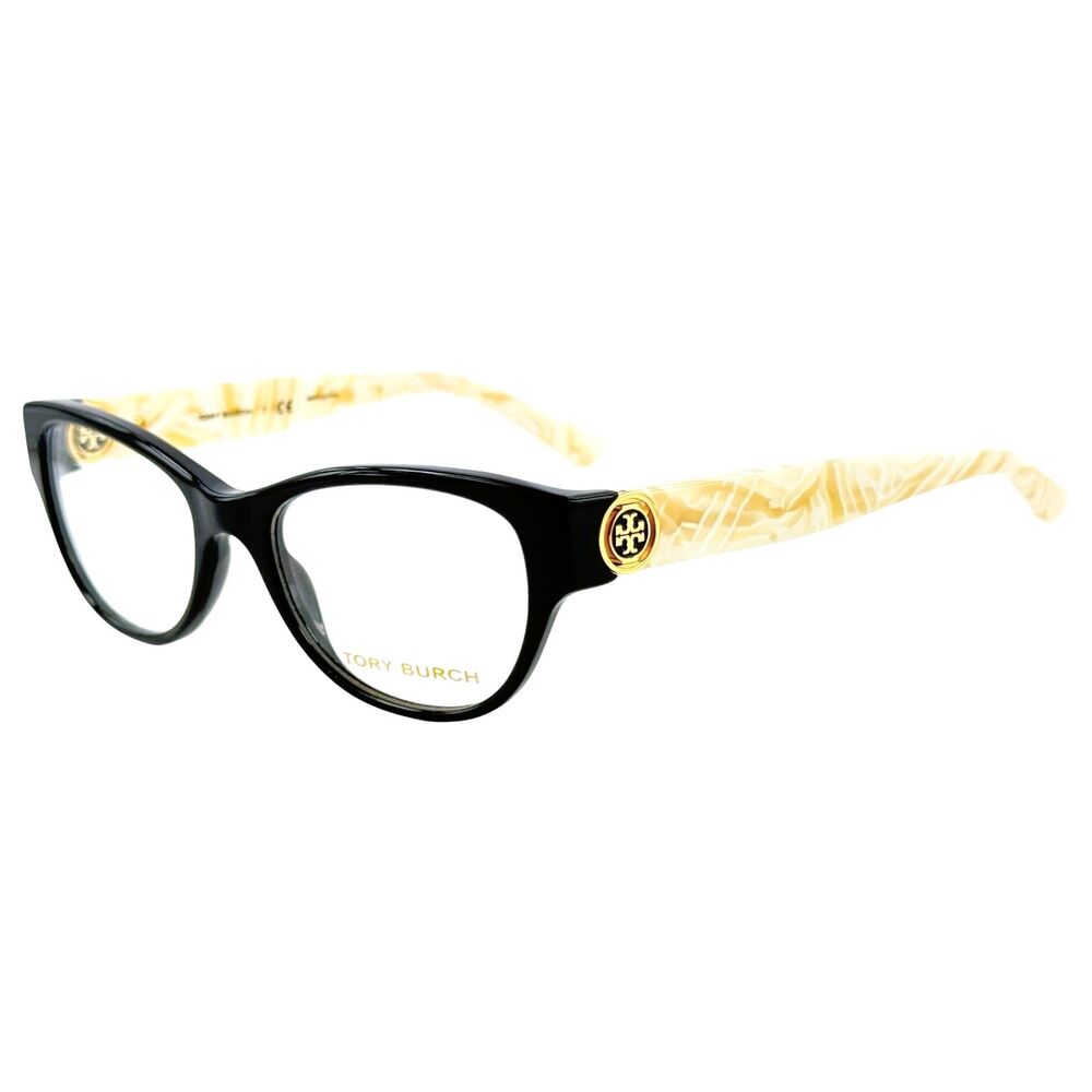 Tory Burch TY2060 Womens Plastic Eyeglass Frame 3148 Black Ivory Marble 48-17